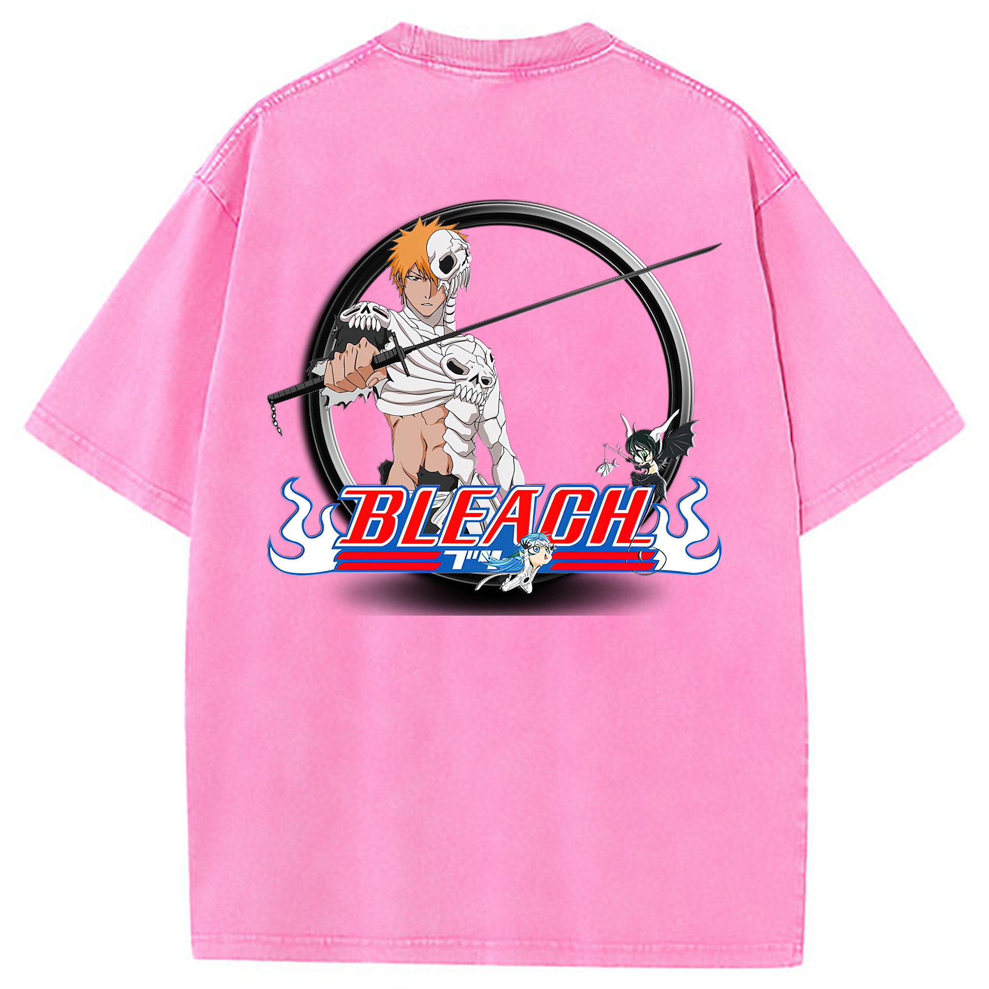 （画像用） ブリーチ 黒崎一護（くろさき いちご）BLEACH Kurosaki Ichigo 綿100% ヴィンテージ風 半袖Tシャツ（背面プリント）